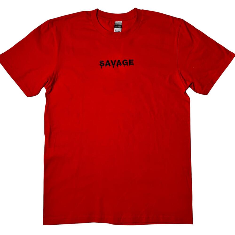 NEW Savage Drip Embroidered Red Graphic T-Shirt Men’s M